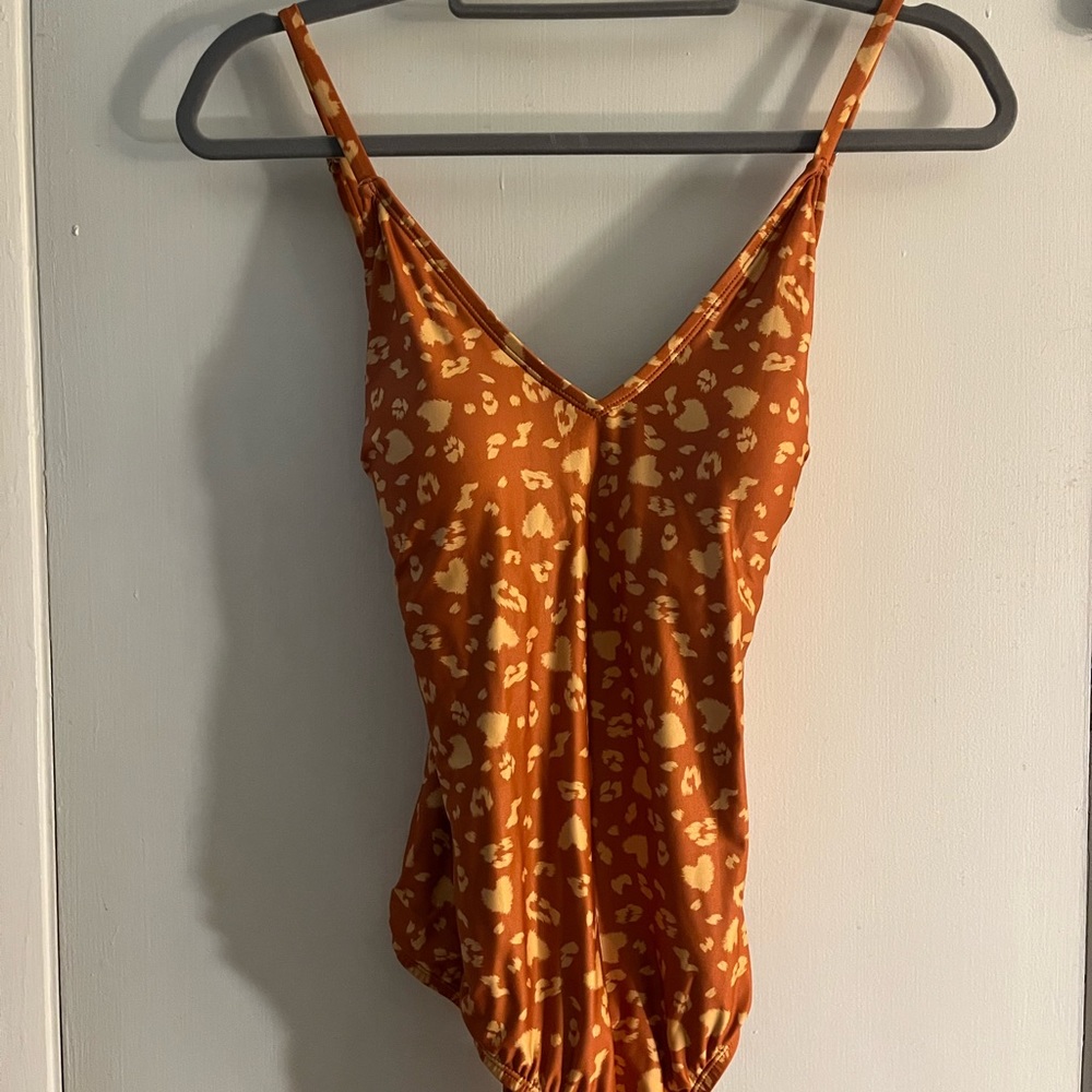 Mustard cheetah one piece swimsuit